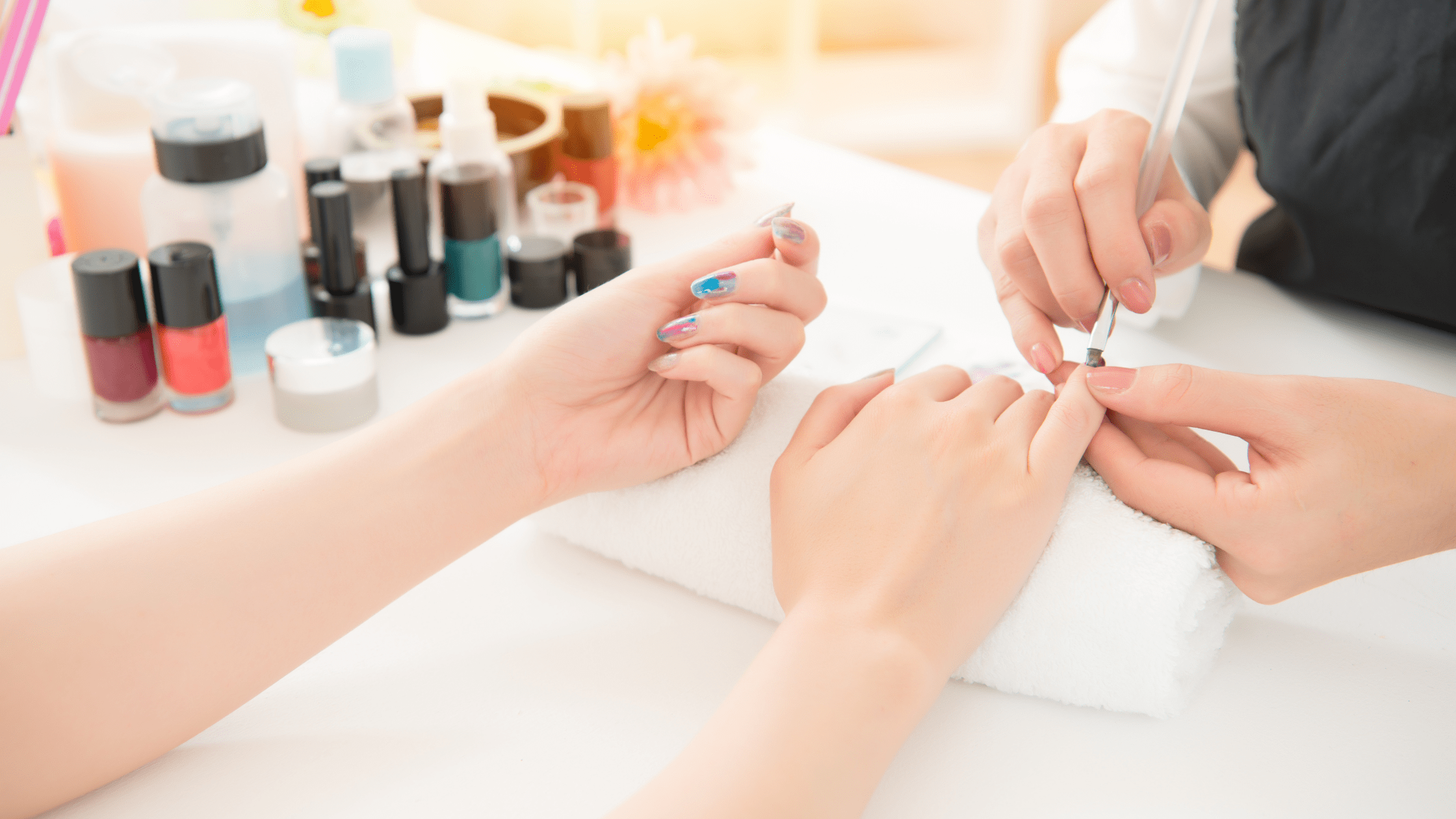 Professional manicure and pedicure session